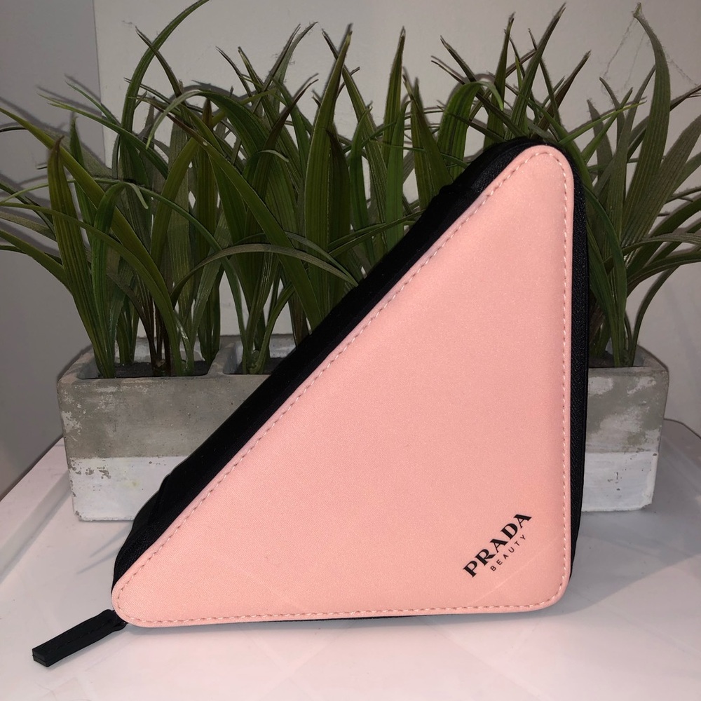 Prada Beauty Pink and Black Geometric Triangular Pouch - Picture 7 of 14